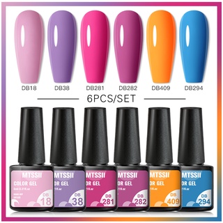 MTSSII 6Pcs/Set เจลสี สีทาเล็บเจล เซตสีทาเล็บเจล UV กาวติดเล็บปลอม เจลปั้นนูนเล็บ เซ็ตทําเล็บ สีทาเล็บกึ่งเจล