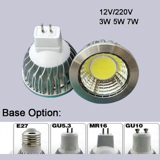 หลอดไฟสปอตไลท์ COB LED MR16 GU5.3 GU10 AC 220V AC DC 12V 3W 5W 7W ความสว่างสูง