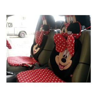 ผ้า  หุ้มเบาะรถยนต์ #รองคอ #หุ้มหัวเบาะรถยนต์ #minnie mouse  เลือกสินค้า