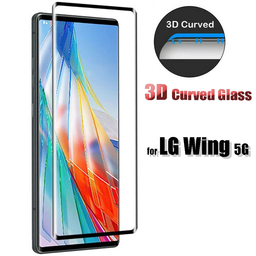 [ร้อน]สําหรับ LG Wing 5G พรีเมี่ยมฟิล์มกระจกนิรภัยปกป้องหน้าจอ 3D โค้งฝาครอบป้องกันด้านหน้าเต็มรูปแบ