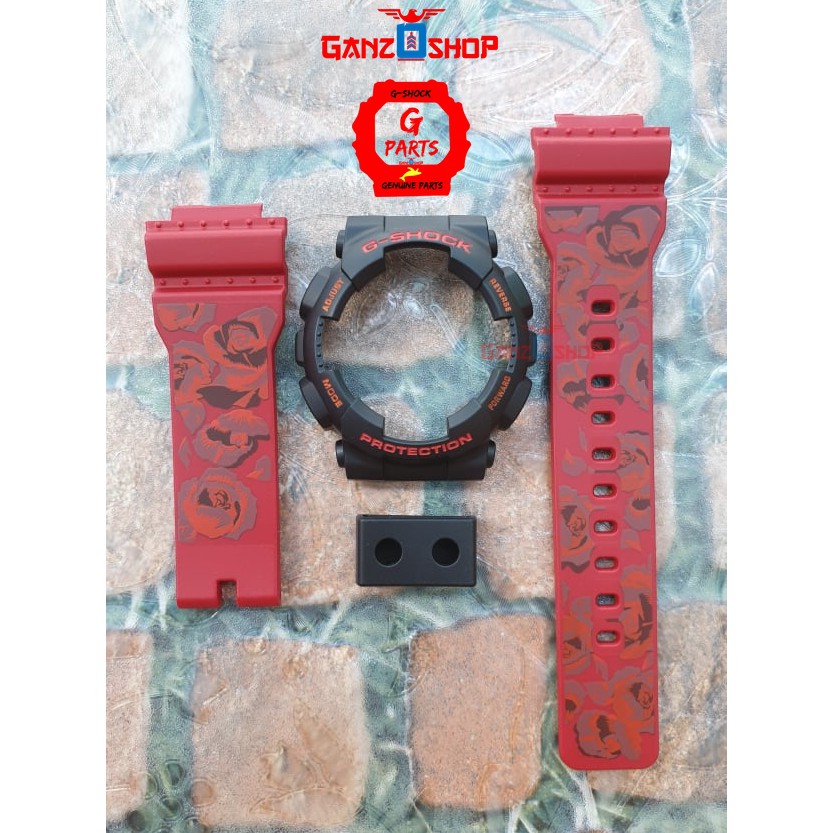 กรอบสายนาฬิกา G-Shock G-Mini รุ่น GMA สีดำแดงสายสกรีนดอกกุหลาบ