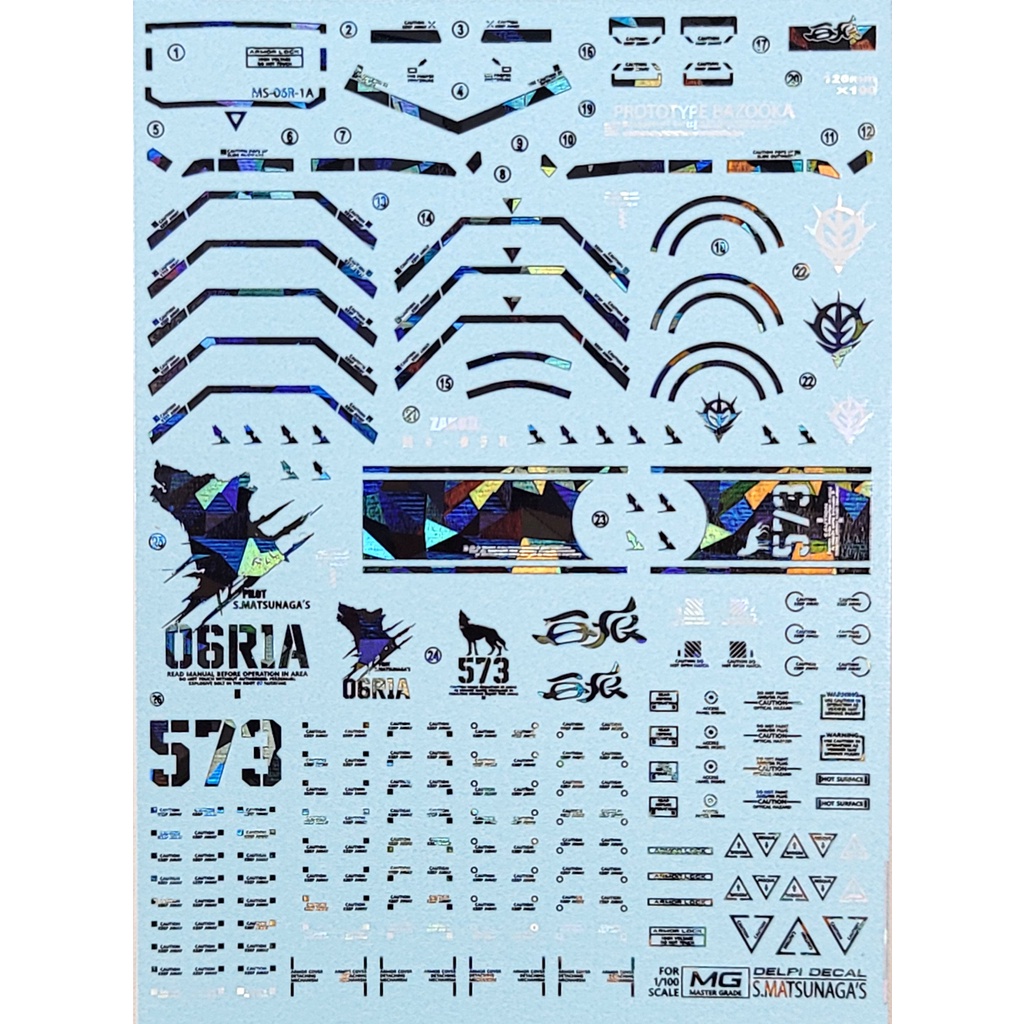 DELPI Water Slide Decal MG 1/100 Shin Matsunaga Gundam