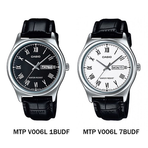Casio นาฬิกาข้อมือผู้ชาย สายหนัง สีดำ รุ่น MTP-V006L,MTP-V006L-1BUDF, MTP-V006L-1B, MTP-V006L-7B,