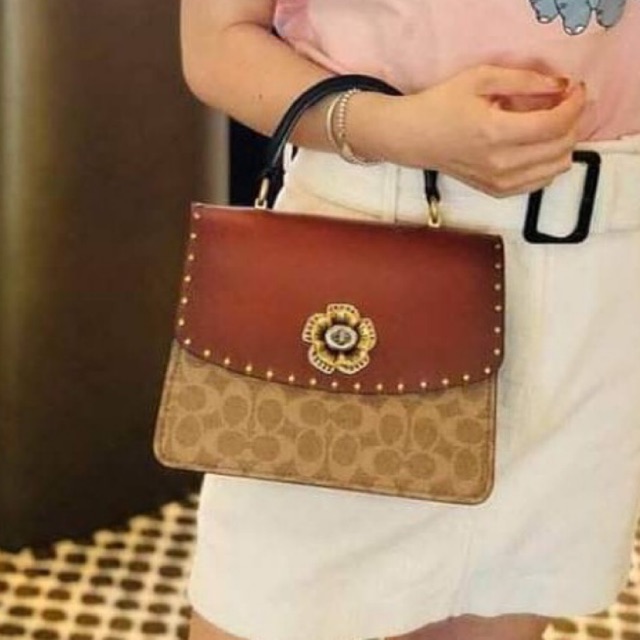 (ผ่อน0) กระเป๋า Coach 53349 Parker Top Handle in Signature Canvas With