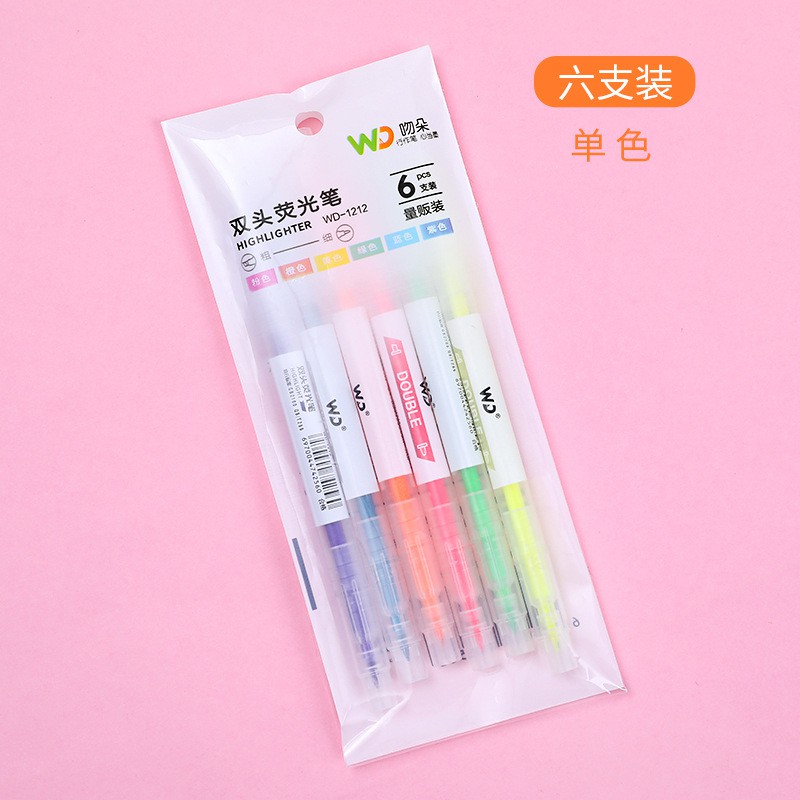 ปากกาไฮไลท์ แบบสองหัว 6 สี อุปกรณ์เครื่องเขียน