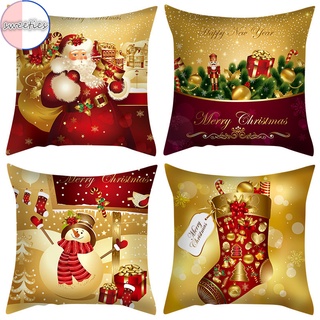 2022 Nordic Home Christmas Red Snowman pattern Pillow Case sofa Cushion Pillowcase peach skin Cover (excluding pillow core)