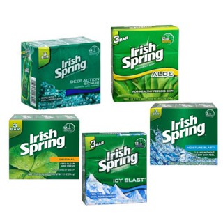 ✅ Irish Spring  Bar Soap 340g. (3 ก้อน) สบู่ว่านหางจระเข้ ช่วยรักษาความชุ่มชื้นของผิว