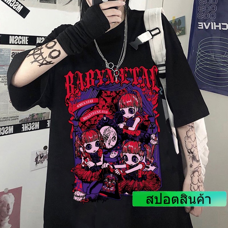 ฤดูร้อน Goth Aesthetic หลวมผู้หญิงเสื้อยืด Punk Dark Grunge Streetwear โกธิคเสื้อยืด Harajuku Clothe