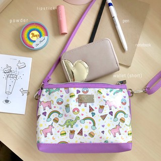 Crossbody Bag กระเป๋าสะพายข้างลายUnidino สายสีม่วงCute Purple