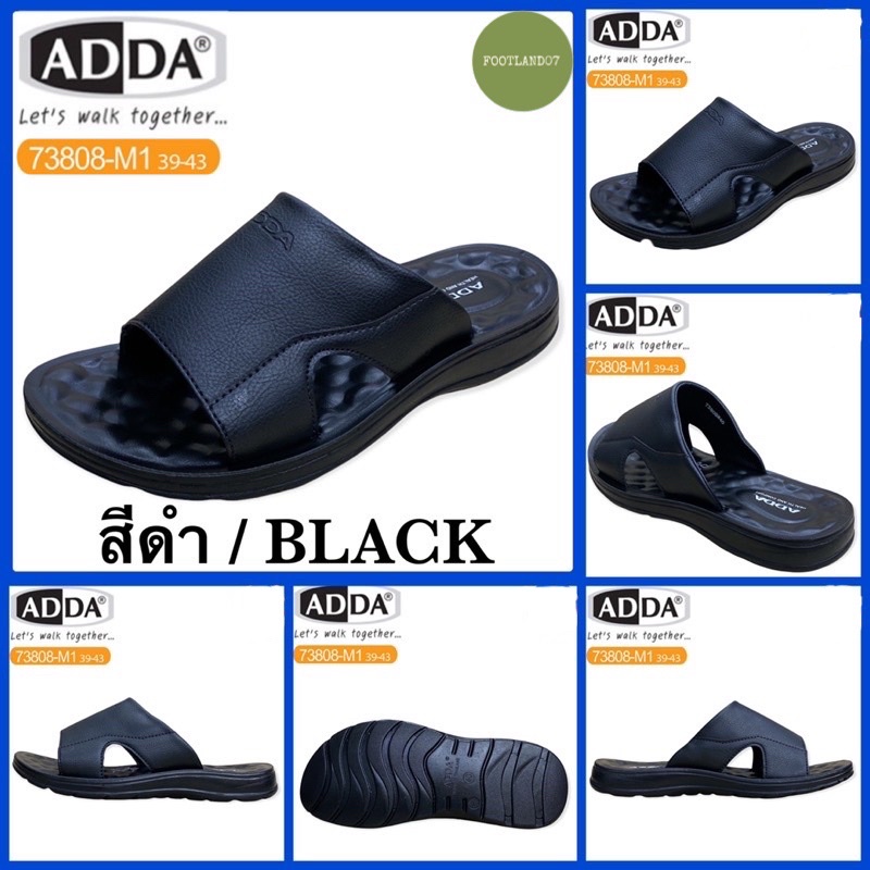 ADDA รองเท้าแตะแบบสวม รุ่น 73808-M1 สีดำ เบอร์ 39-43 รองเท้าเพื่อสุขภาพ ของแท้ส่งพร้อมกล่องตรงรุ่น