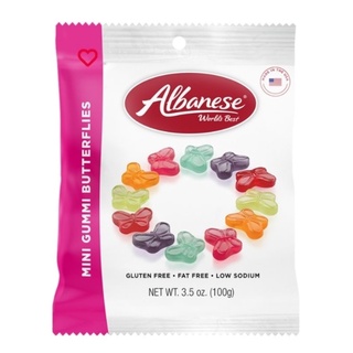 อัลบานีส เยลลี่รวมรสรูปผีเสื้อ ไร้กลูเตน Albanese Mini Gummi Butterflies Gluten free Low Sodium Fat Free 100g