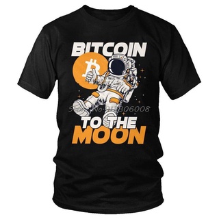 เสื้อคู่ - BitcoinToTheMoonเสื้อยืดผู้ชายแฟชั่นเสื้อยืดกราฟิกเสื้อยืดแขนสั้นนักบินอวกาศCryptocurren