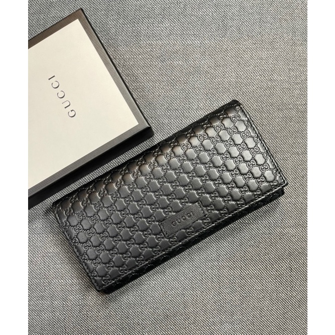 Gucci long flap wallet, microGG leather