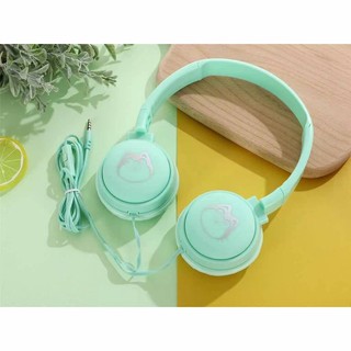 Headphones J-18 หูฟังแบบครอบ ลายน่ารัก สีสวย เสียงเบสดีมาก แจ๊ค3.5mm Audio Pin /ฟังเพลง/ดูหนัง/เรียนออนไลน์