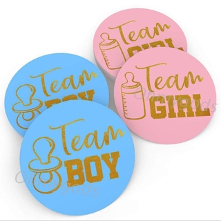 OMG* 24Pcs Gender Reveal Stickers Team Boy Team Girl Labels Party Creative Decoration