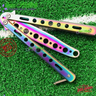 iremax Balisong มีดบาลิซอง มีดควง มีดซ้อม มีดผีเสื้อ แบบไร้คม สำหรับซ้อมควง สีรุ่ง ไทเทเนียม 1ชิ้น