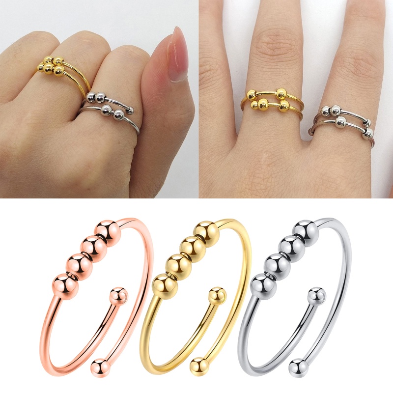 Fine Stainless Steel Decompression Ring Women s Anti-Anxiety Relief ความวิตกกังวลเปิดแหวน