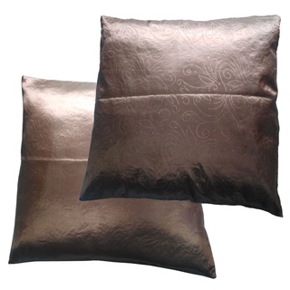 A46 - Thai Silk Pillow Covers ปลอกหมอนอิง ไหมไทยปั้มลายทอง 17×17 นิ้ว 1 คู่