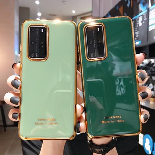 ง่าย แฟชั่น สีทึบ การชุบ เคส huawei p20 pro p30 plus p40 pro p30 lite p40lite mate20 mate30 pro plus soft case หญิง แฟชั่น รุ่นคู่ tpu เคส