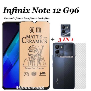 (3 In 1 ฟิล์มเซรามิคกันรอยหน้าจอ ฟิล์มหลัง ฟิล์มเซรามิคนิ่ม สําหรับ Infinix Note 12 G96 Infinix Note 12 12i 12 vip