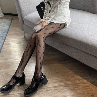 Summer Thin Star Moon Fishnet Stockings Japanese Jk Girl Cute Sweet Hollow Out Mesh Tights Women Black White Fish Net Pantyhose