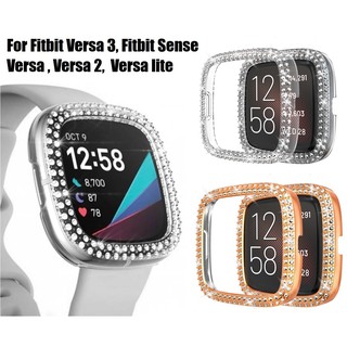 เคสนาฬิกากันกระแทก กรอบ PC แบบแข็งประดับเพชร สำหรับ Fitbit Versa 3 Fitbit Sense / Fitbit Versa 2 / Fitbit Versa