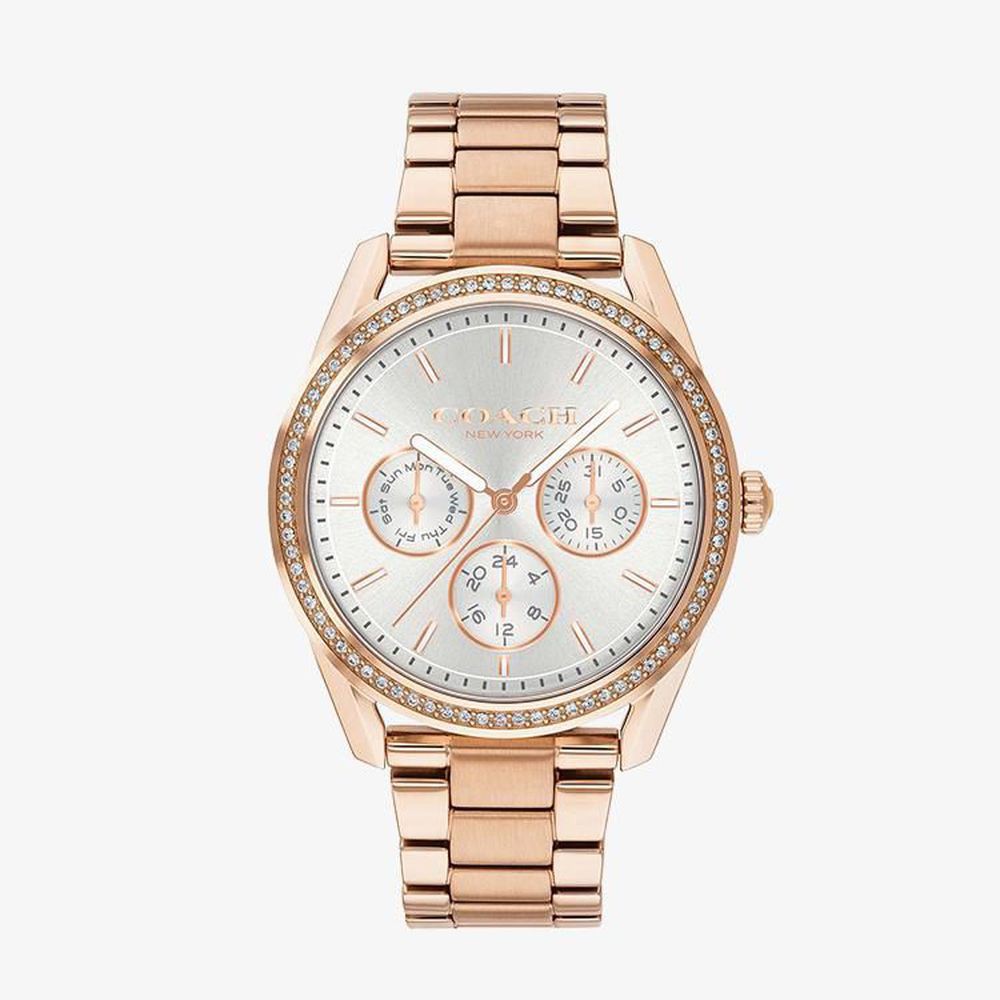 Coach นาฬิกาข้อมือผู้หญิง Preston Silver Dial Rose Gold รุ่น 14503267