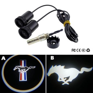 ไฟโปรเจคเตอร์ LED ลายโลโก้ Ford Mustang Pony Horse Ghost Shadow สําหรับติดประตูรถยนต์