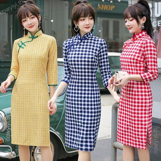 เดรส S-3XL cheongsam สไตล์จีน ตาข่าย เดรสแขนสั้น บาง ผอม ผู้หญิง อารมณ์ แต่งตัว ย้อนยุค ชุดเดรสสั้นเหนือเข่า