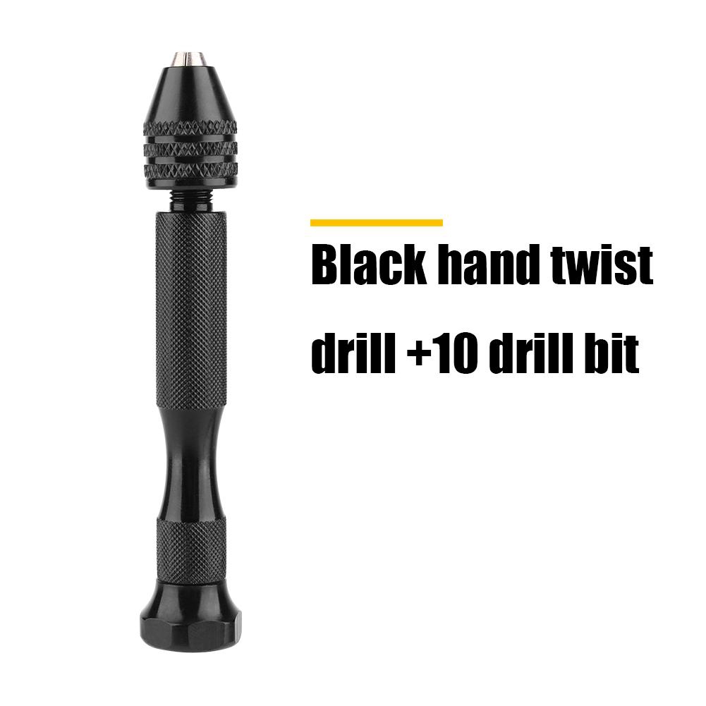 Black Mini Aluminum Hand Drill Bit With Keyless Chuck10 Twist Drills ...