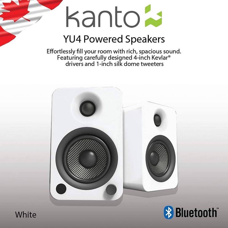 Kanto YU4 Powered Bookshelf Speakers (Matte White)
