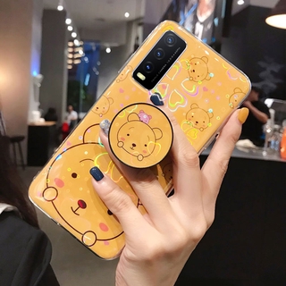 เคสโทรศัพท์ Vivo Y21 Y12A Y12s Y20 Y20S Y20sG Latest 2021 วีโว่ ปลอก Cute Cartoon Bear อ่อนนุ่ม ซิลิโคน ที่วางขาตั้งโทรศัพท์ เคส Vivo Y20sG Y12s Y20s Y20 Y21 2021 เคสโทรศัพท์