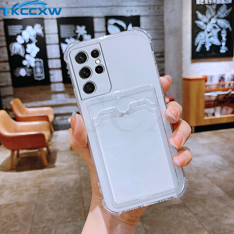 Samsung S22 Plus S22 Ultra A33 A53 A22 M32 S21 FE Soft Case Cover Photo Storage Card Slot Airbag Sho