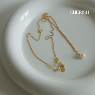 [silver 925S][CHERISHxMIHREH][CR24] สร้อยคอทำจากเงิน s925 สีทองประดับจี้มุก งานจริงสวยมากๆ สไตล์มินิมอล