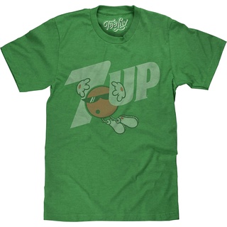 เสื้อยืดสีขาวเสื้อยืด ผ้าฝ้าย พิมพ์ลายโลโก้ Licensed 7 UP สไตล์เรโทร สําหรับผู้ชาย 7UPS-4XL