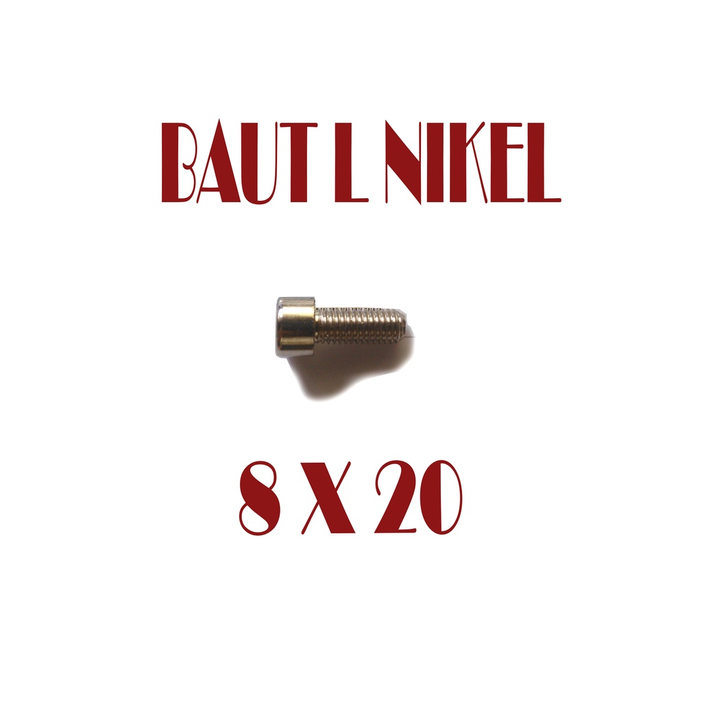 NICKEL "L" BOLT 8 x 20 / "12 L Key 6 / 8 mm x ยาว 20 mm (ราคาต่อ 1 ชิ้น)