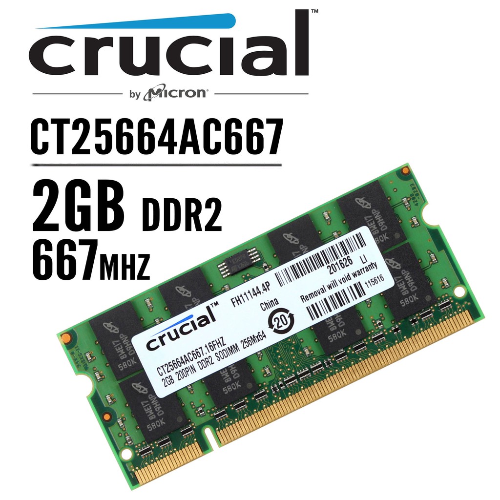 แรมโน๊ตบุ๊ค 2GB DDR2 2Rx8 677MHz PC2-5300U, 800MHz PC2-6400U คละยี่ห้อ Ram Laptop Notebook SO-DIMM สภาพเยี่ยม!!