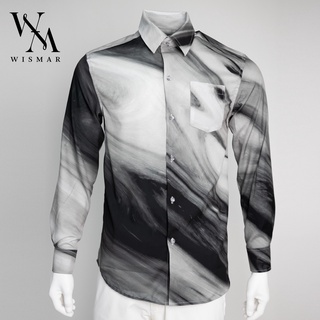 เสื้อเชิ้ตแขนยาวลายหินอ่อน(แบล็คกาแลคซี่):Black Galaxy Marble Shirt (Long-sleeved)