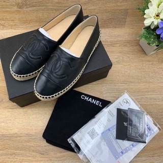 รองเท้าสลิปออน leather espadrille with double G