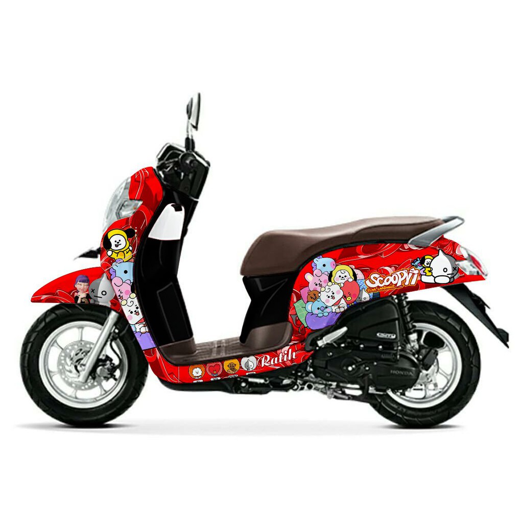 MERAH สติ๊กเกอร์สติ๊กเกอร์ honda scoopy BT21 สีแดง