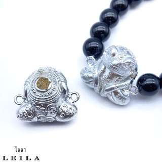 Leila Amulets กบกินเดือน สีเงิน (พร้อมกำไลหินฟรีตามรูป)