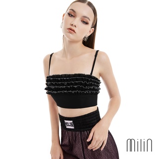 [MILIN] Claremont Top Ruffled tube cropped top เสื้อครอปแต่งระบาย