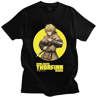 เสื้อยืดผ้าฝ้าย เสื้อยืด ผ้าฝ้าย พิมพ์ลายอนิเมะ Thorfinn Vinland Saga Adventure Fiction สําหรับผู้ชาย