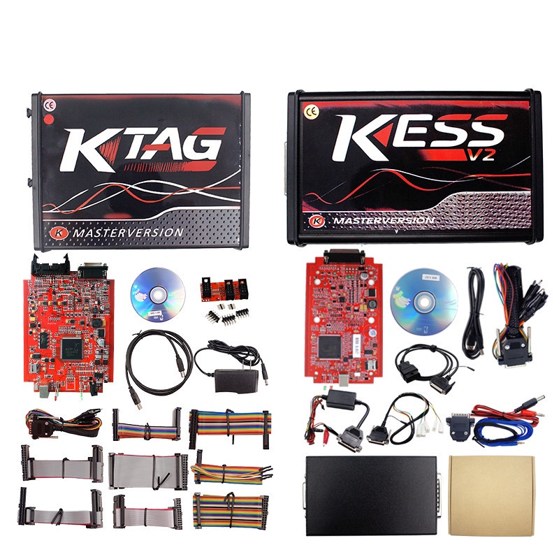 Online V2.53 EU Red Kess V5.017 OBD2 ชุดจูนเนอร์จูนเนอร์ KTAG V7.020 4 LED Kess V2 5.017 BDM Frame K