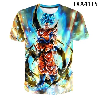 เสื้อยืดแขนสั้นลําลอง พิมพ์ลายการ์ตูน Dragon Ball 3 มิติ แฟชั่นสําหรับเด็กผู้ชาย และเด็กผู้หญิง