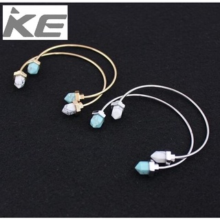 Jewelry Natural turquoise white turquoise inlaid copper ring open bracelet bracelet women for