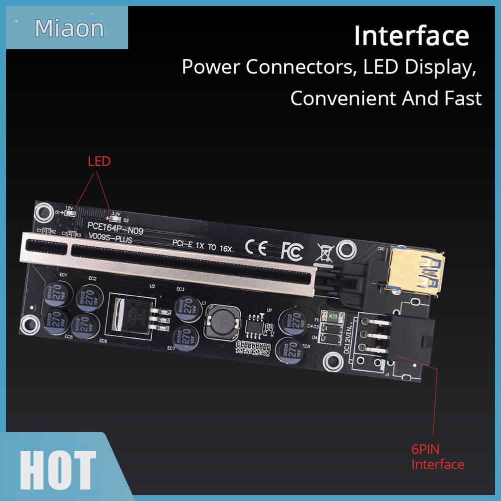 Miaon Pci Express Riser Card 1X To 16X Pci-E Extender Usb 3.0 สายเคเบิ้ล 6Pin พลังงานไฟฟ้า #8