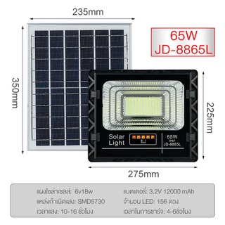 JD-8865L ไฟโซล่าเซลล์ 65 วัตต์ มีแถบสถานะชาร์จแสงอาทิตย์