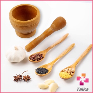 Taika ครกพลาสติกลายไม้ ครกขนาดเล็ก แบบพกพา Manual garlic grinder