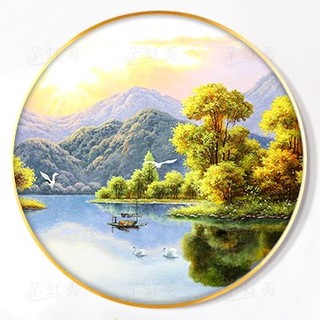 ชุดปักครอสติชพิมพ์ลาย ทะเลสาบ ภูเขา วิว แม่น้ำ (Lake, river, mountainCross stitch kit)